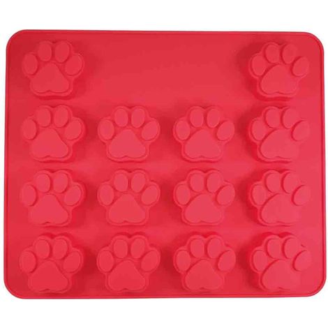 Nobby – Tapis de cuisson pour chiens Patte – Silicone rouge, 30 x 25 cm, 14 empreintes en forme de patte