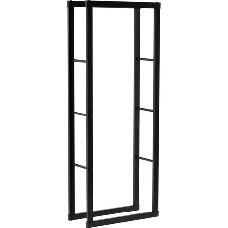 Kaminholzregal 60x25x150 cm, pulverbeschichteter Stahl, schwarz