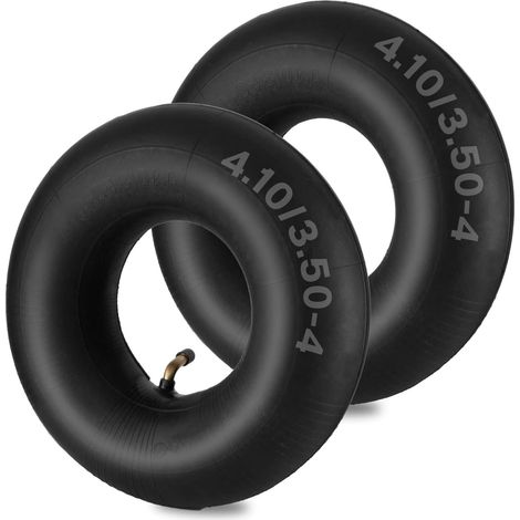 4.10/3.50-4 Inner Tube 2 Pieces 4.10 3.50-4/410 350-4 Inner Tube with Curved Stem for Lawnmower, 4" Cart, Tractor, Golf Cart, Trolley, Trailer (1/5)