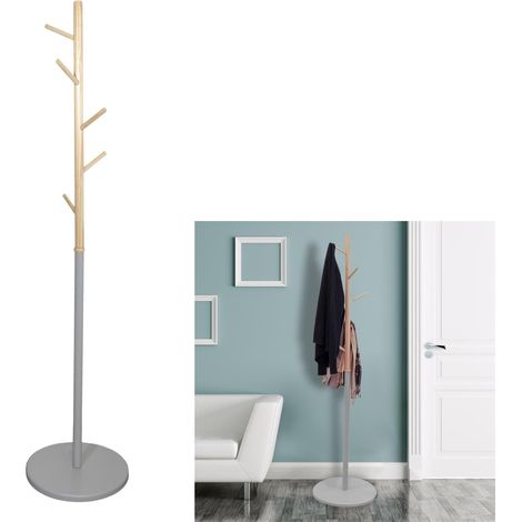 Portemanteau - HOME DECO FACTORY - MIKO - Bicolore - Bois - Gris