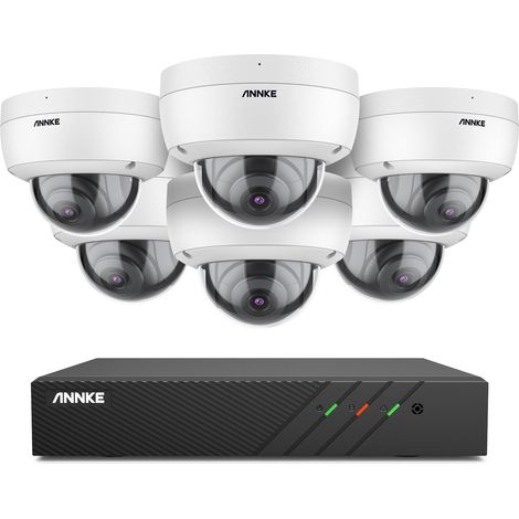 ANNKE 5MP 8 Channel PoE Security System with 6 Dome Cameras, Built-in Mic & SD Card Slot, RTSP Supported,Works with Alexa - NO HDD (1/5)