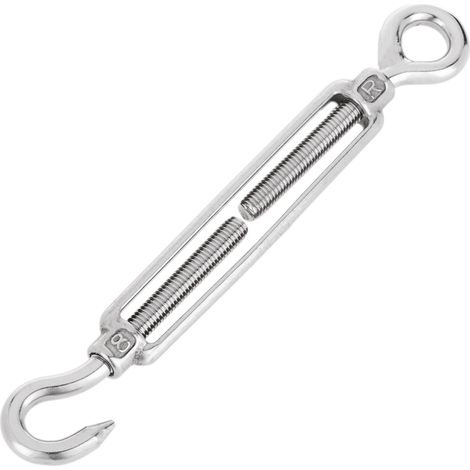 Tendeur de câble en acier inoxydable 304 A2 – Modèle anneau à crochet 8 mm – Longueur réglable 19 à 28 cm – Charge maximale élevée – Bematik