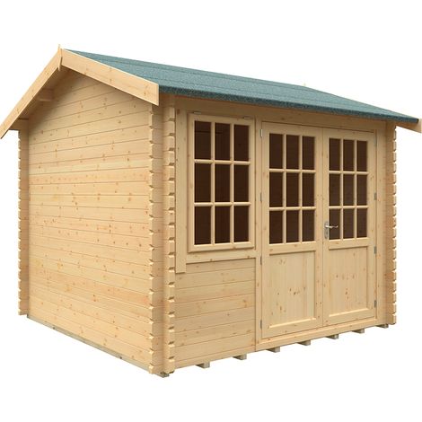 10x10w The Henley Plus 44mm Cabin - L295 x W295 x H272.6 cm - Solid Wood/Softwood/Pine - Natural