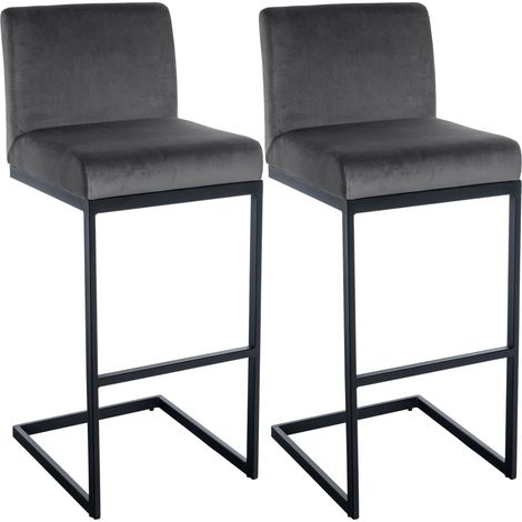 Set de 2 taburetes de bar Hopewell, terciopelo Gris oscuro (1/5)