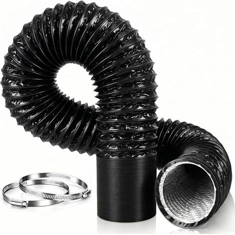 Ventilation Hose 75 mm PVC Flexible Hose for Diesel Heating Hose Clamps Air Extractor Air Conditioning Dryer Cooker Hood Black (1/5)