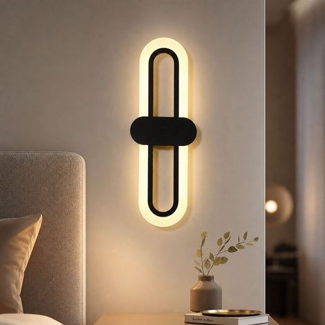 Applique murale LED design scandinave, variateur télécommandé, lumière dimmable 3000K-600K, métal et acrylique, 40x14cm (1/5)