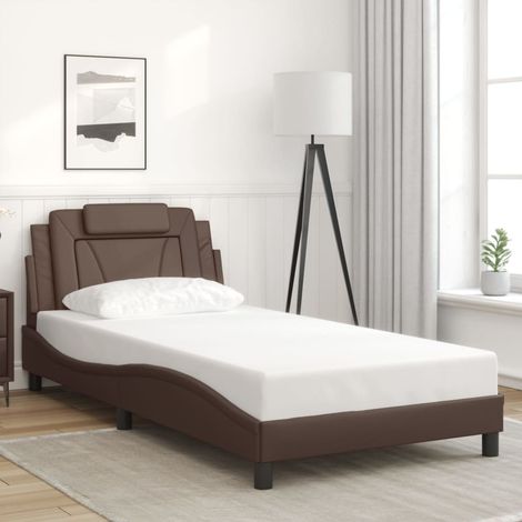 Bettgestell "Viana" ohne Matratze Braun 100x200 cm Kunstleder vidaXL (1/5)