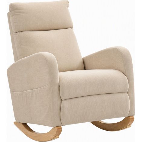 Schaukelstuhl, gepolsterter Schaukelsessel mit Cordstoff, Seitentaschen für Wohnzimmer, Schlafzimmer, Beige (1/5)