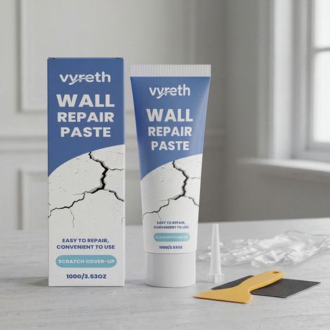 Wandreparaturpaste für den Heimgebrauch: Einfach anzuwenden und mit starker Haftung zur Reparatur kleiner Risse und Löcher in Wänden. – Inhalt: 100 g Wandreparaturpaste + Spachtel + Schleifpapier + Ei (1/5)