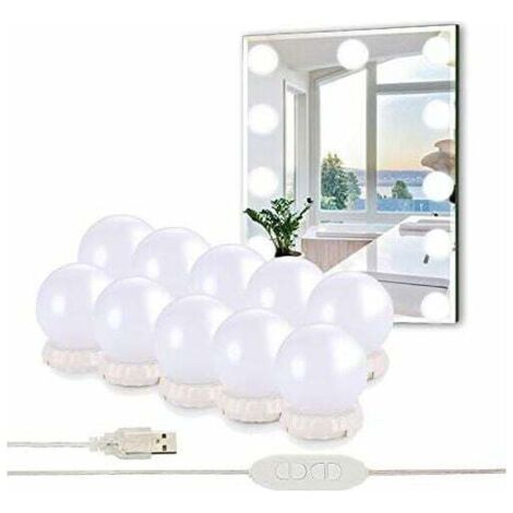Mirror Light, 10 Bulbs Hollywood Dimmable LED Light Kit Lamp - USB Makeup Lamp 3 Colors 10 Brightness Levels-Fei Yu (1/2)