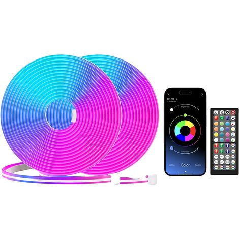 Tira de LED de neón, control remoto mediante aplicación, resistente al agua IP65, 40 m (1/2)