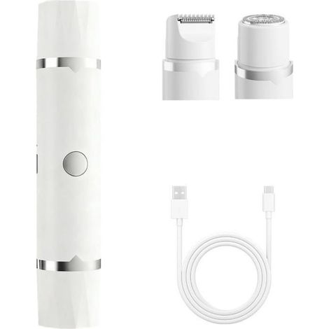 Tondeuse Bikini - Rasoir Électrique 2-en-1 Étanche Rechargeable USB-C pour Zone Pubienne Jambes Corps Aisselles Bras - Lame Céramique - Blanc ×1