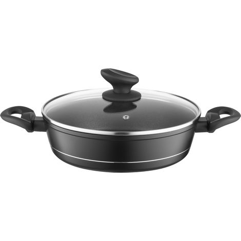 Faitout Aluminium 3,5 l Diamètre de 28 cm Marmite avec Couvercle en Verre Casserole avec Fond à Induction Faitout pour Induction Marmite tous Feux Revêtement Antiadhésif (1/5)