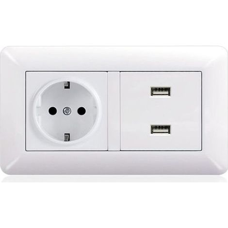 Prise USB Secteur Multiple, Chargeur USB Multiprises avec 1 Sortie AC, 3 Ports USB, Prise Murale Electrique Compatible avec iPhone/iPad, Idéal pour Chambre Bureau Domicile(blanc, arc) (1/2)