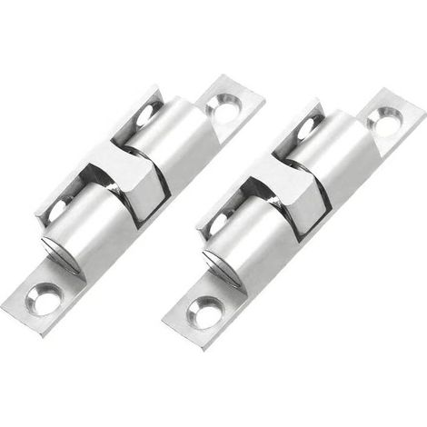 Kugelriegel aus Kupfer, Doppelkugelriegel mit Schraube für Schränke und Möbel - Silber (2 Stück, 70 mm)