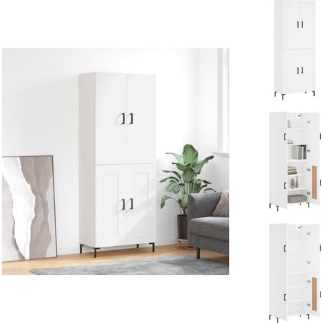 Sideboards - Living Highboard Weiß 69,5x34x180 cm Holzwerkstoff (1/5)