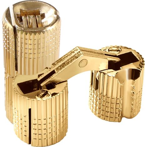 2 Pièces 8mm Charnière Invisible Laiton Tonneau, Charnière Laiton Caché Ouverture à 180° Angle, Charnières à Barillet Dissimulées, avec 8 Pièces Vis, pour Boîtes à Cadeau Bijoux Bricolage