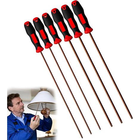 Lot De 6 Tournevis Extra Longs, Jeu De Tournevis Long, Longueur De Tige De 300 Mm, Tournevis Magnétique, En Alliage D'acier S2 Traité Thermiquement, Long Tournevis Étoilé Pour Réparation De Bricolage (1/5)