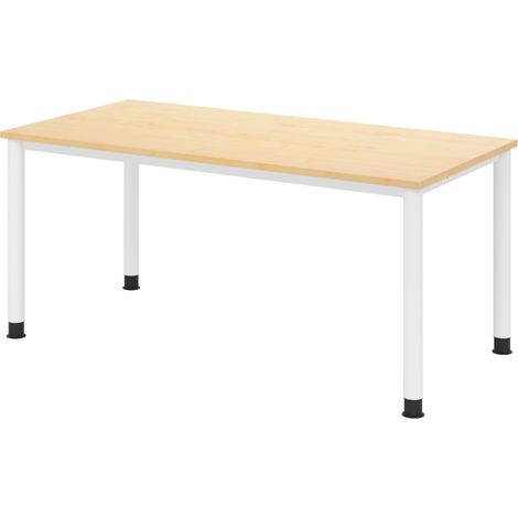 bümö Schreibtisch Serie-H Rechteck: 160 x 80 cm Ahorn Weiß (1/5)