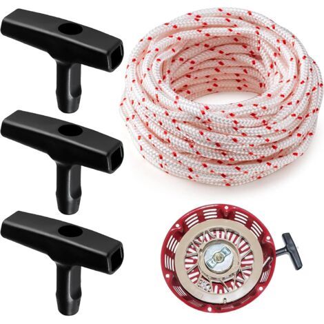 10 Mètres Corde Lanceur Tondeuse,4mm Corde de Lanceur Avec 3 Pièces Poignée de Démarrage (1/5)