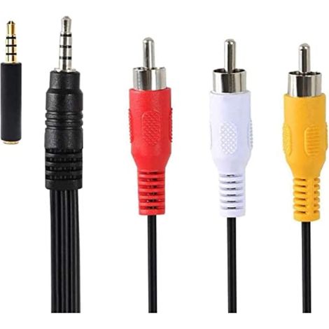 1 Câble audio vidéo, 3,5 mm vers 3 RCA, 5 m, pour caméscope, lecteur MP3, tablette, haut-parleur (1/5)