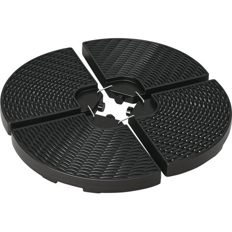 Pied de parasol, 4 pièces, remplissable, 100 x 100 x 8 cm, noir (1/5)