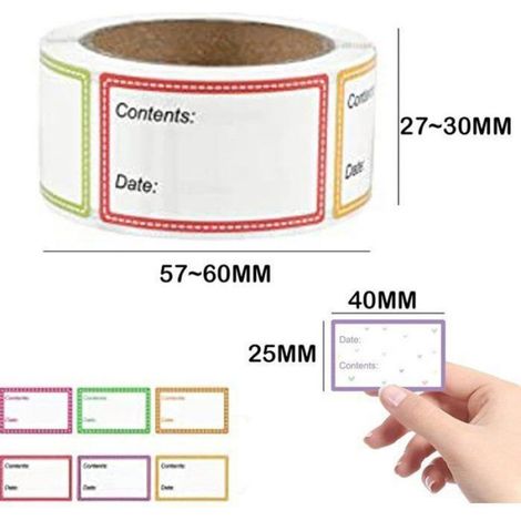 Lot de 2 rouleaux de 1000 étiquettes autocollantes amovibles pour réfrigérateur et congélateur, pour usage domestique ou (1/4)