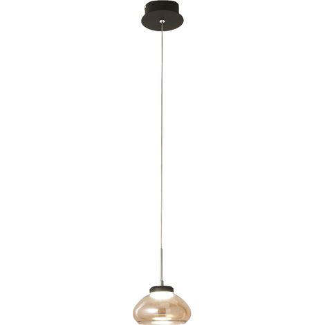 Arabella - Suspension simple de Fabas Luce - LED 8W - Plafonnier diamètre 14 cm Ambre