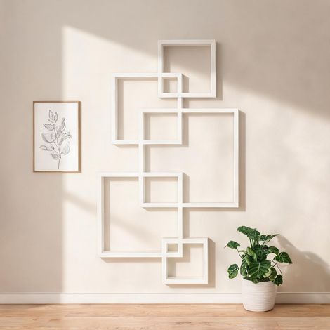 Étagère murale 49,5 x 10,2 x 86 cm en bois de sapin blanc 9 (1/5)