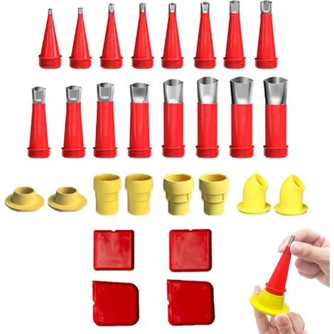 28 Pièces Calfeutrage Buse Applicateur Réutilisable, Universel Kit D'outils De Buse, Trousse à outils de buse en caoutchouc intégrée (1/5)