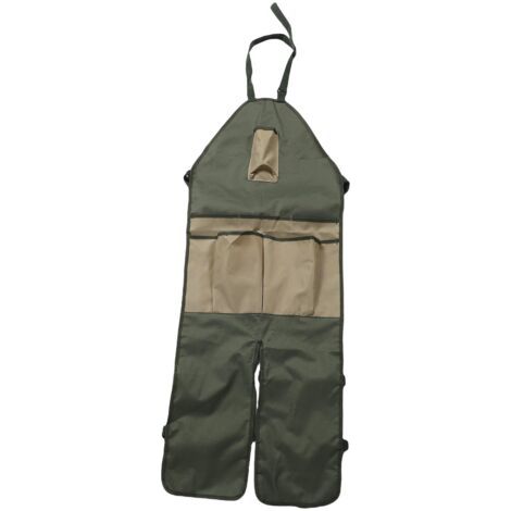 BUNTHAUS Nouveau Tablier de Jardin avec Protège-Jambes Multipoches pour Travaux Extérieurs en Vert Militaire et Beige