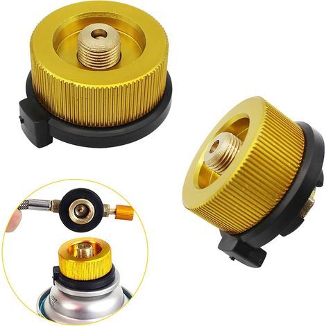 2 Pcs Adaptateur de Bouteille de Gaz de Camping Adaptateur Gaz Conversion Tête Adaptateur Connecteur De Buse Rechaud De Gaz Valve Adaptateur pour Bidon en Butane à Visser sur la (1/5)