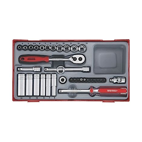 Juego de vasos 1/4" serie regular/larga, métricos de 35 piezas TENGTOOLS TT1435