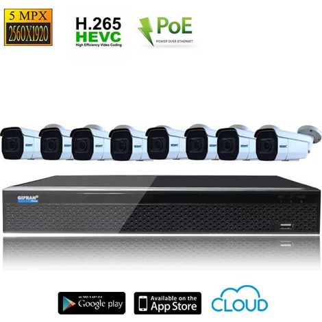Kit videosorveglianza 8 telecamere da esterno 5MP con (1/4)