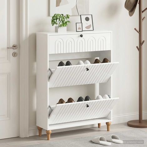 vidaXL Shoe Cabinet ALKMAAR 78 x 24 x 103 cm Engineered Wood (1/5)