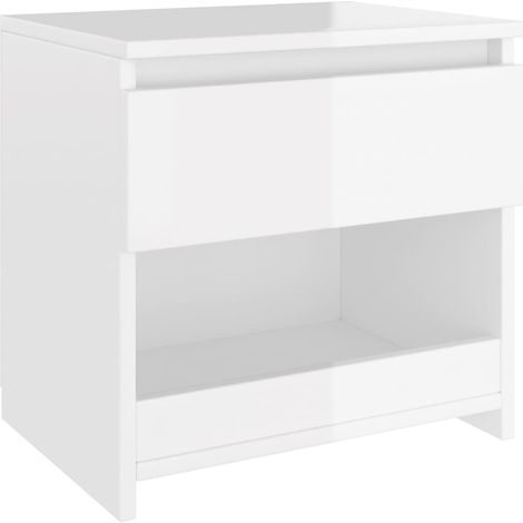 Comodino con cassetto e vano 40 x 30 x 39 cm MDF bianco lucido DEC033445