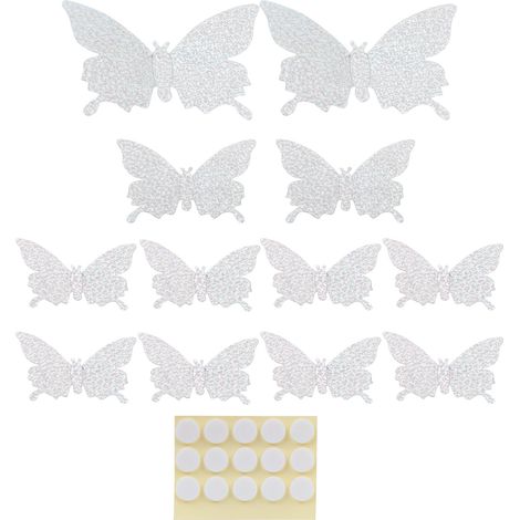 12 Autocollants 3D Brillants pour Mur Salon - Papier Peint Métallisé Décoratif Mariage (1/5)