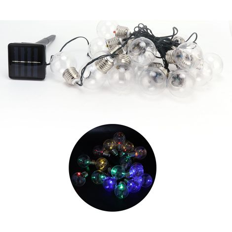 20 Luci a stringa solari a LED – Colorate – Lampadine – Impermeabili – Decorazioni per matrimoni/feste – Per esterni