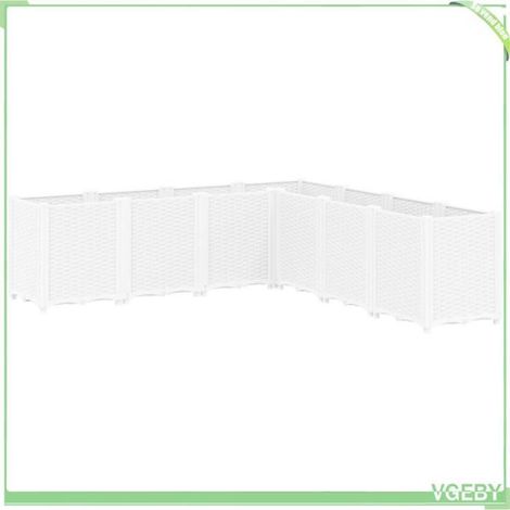 Jardinière d'extérieur - FAFEICY - 367869 - 160x160x53 cm - 7 bacs modulaires - Aspect rotin blanc (1/5)