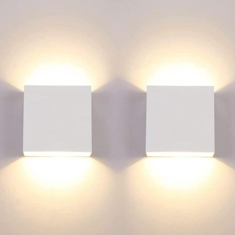 Set mit 2 modernen 12-W-LED-Wandleuchten für den Innenbereich, quadratische Wandleuchte 3000K, Schlafzimmer