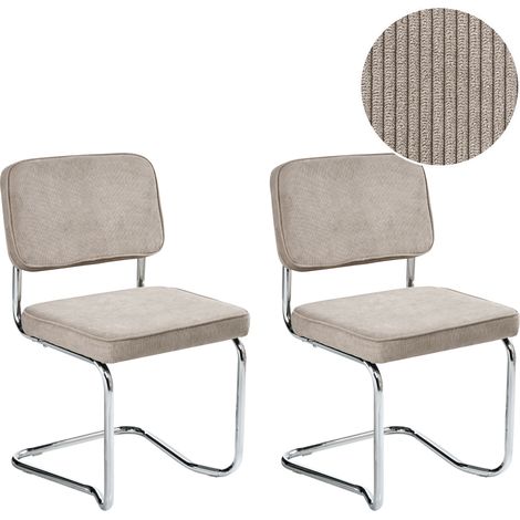 Conjunto de 2 sillas de comedor patas de hierro tapicería de pana gris pardo Irwin (1/5)