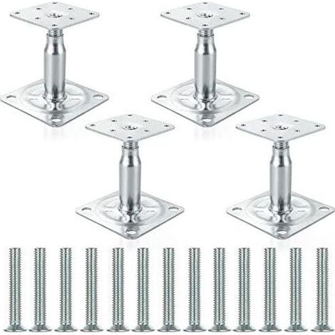 Supports de poteau surélevés galvanisés réglables 100-150 mm – Lot de 4 – Pour structures extérieures – Installation facile (1/5)