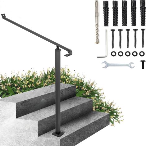 VEVOR Pasamanos Escalera 80cm Barandilla Escalera 80cm Pasamanos para Escaleras Pasamanos de Pared Montaje en Pared Hierro Forjado Color Negro Dos Pasos