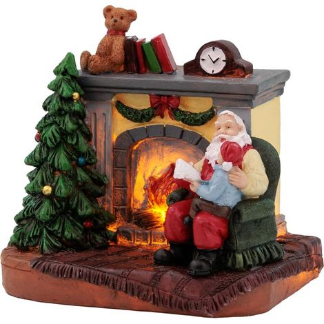 Dekoration MagicHome Weihnachten, Weihnachtsmann mit Kind am Kamin, LED, Innenbereich, 10,5x8x9 cm, Verkaufseinheit 12 Stk. (1/3)