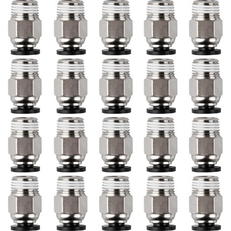 Confezione da 20 connettori PC4-M10 - Raccordo pneumatico diritto PC4-M10 - Connettore pneumatico PC4-M10 - Connettore pneumatico diritto per stampanti 3D - Attacco rapido - Filettatura M10 (1/5)