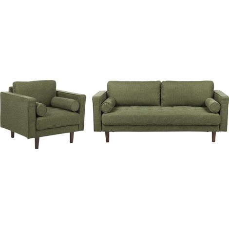 Living Room Set 4 Seater NURMO Fabric Dark Green (1/5)