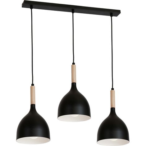 Lámpara industrial triple de madera Noak (1/3)