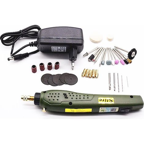 Mini smerigliatrice elettrica 100-240V – Utensile rotativo per foratura e smerigliatura per fresatura, lucidatura, foratura, taglio e incisione (set completo) (1/4)