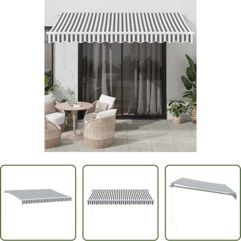 Auvent rétractable - Auvent manuel rétractable anthracite et blanc 350x250 cm (1/5)