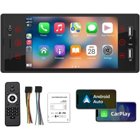 Autoradio 1 Din Auto Audio Stéréo Autoradio Bluetooth USB AUX Radio FM Prise en Charge de la caméra de recul et du Volant Télécommande (1/5)